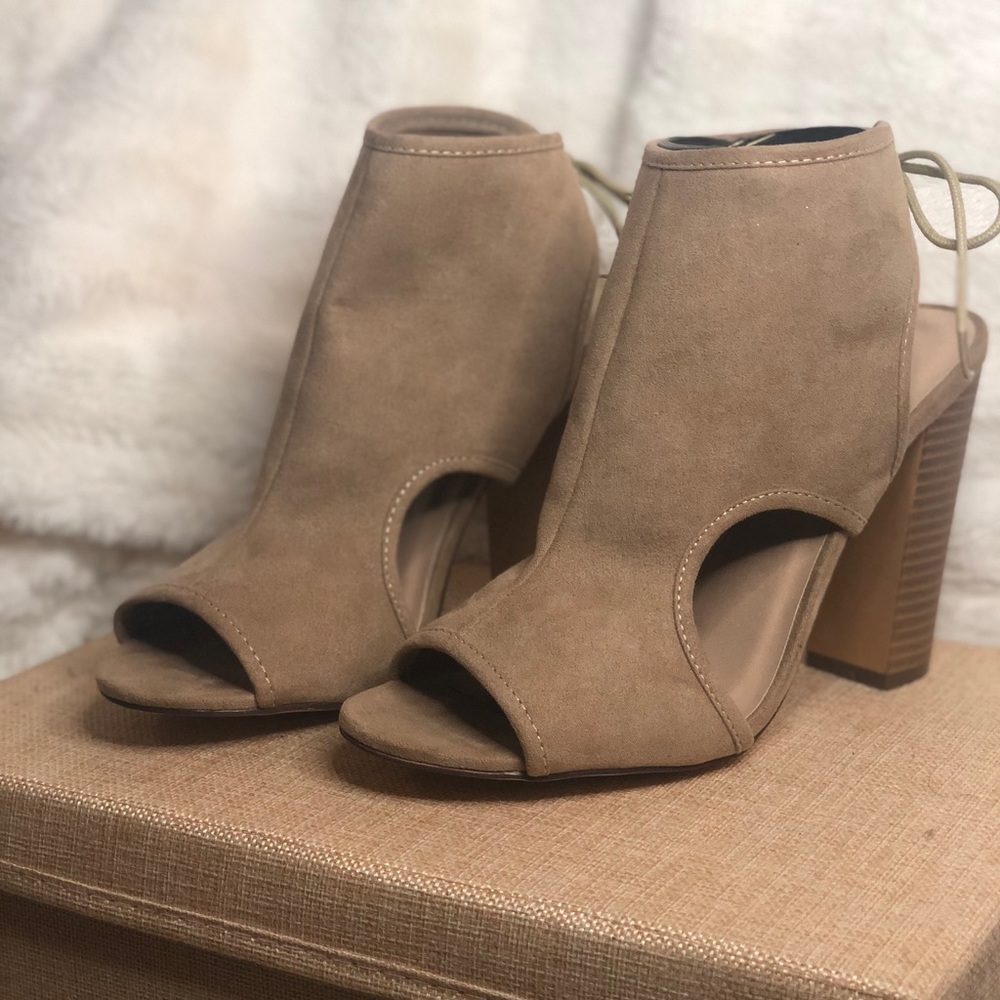 Tan suede heels (WORN ONLY ONCE!!)